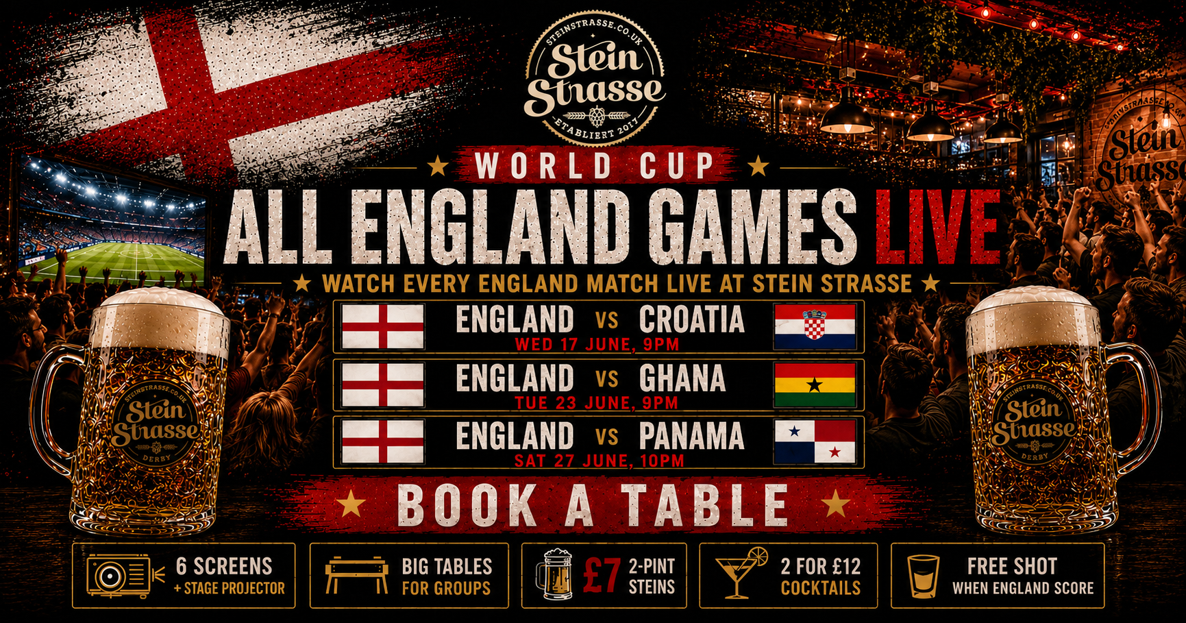 All England Games Live at Steins Derby